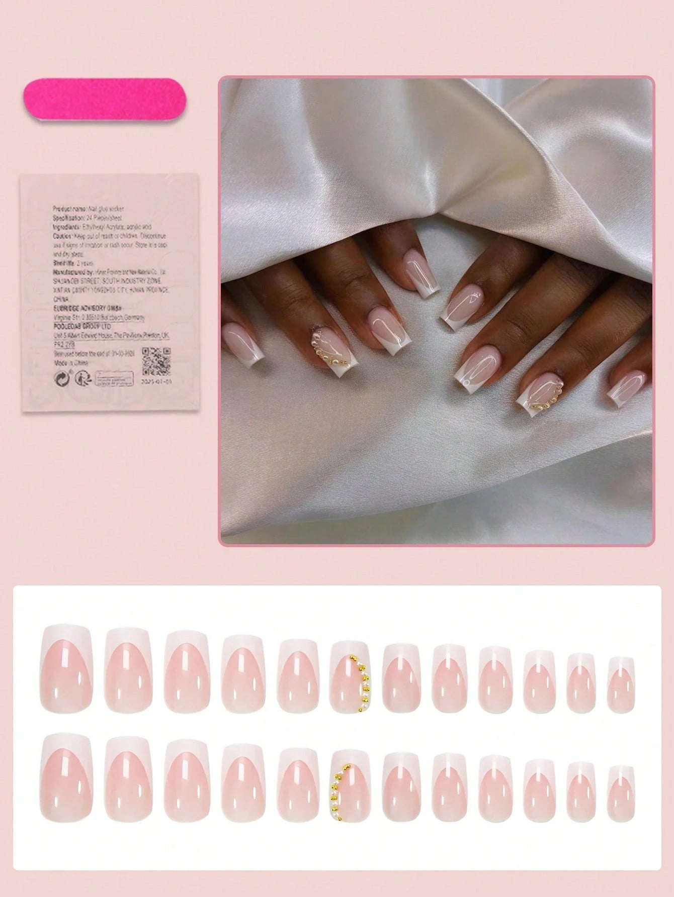 24 pièces Ensemble de faux ongles 12