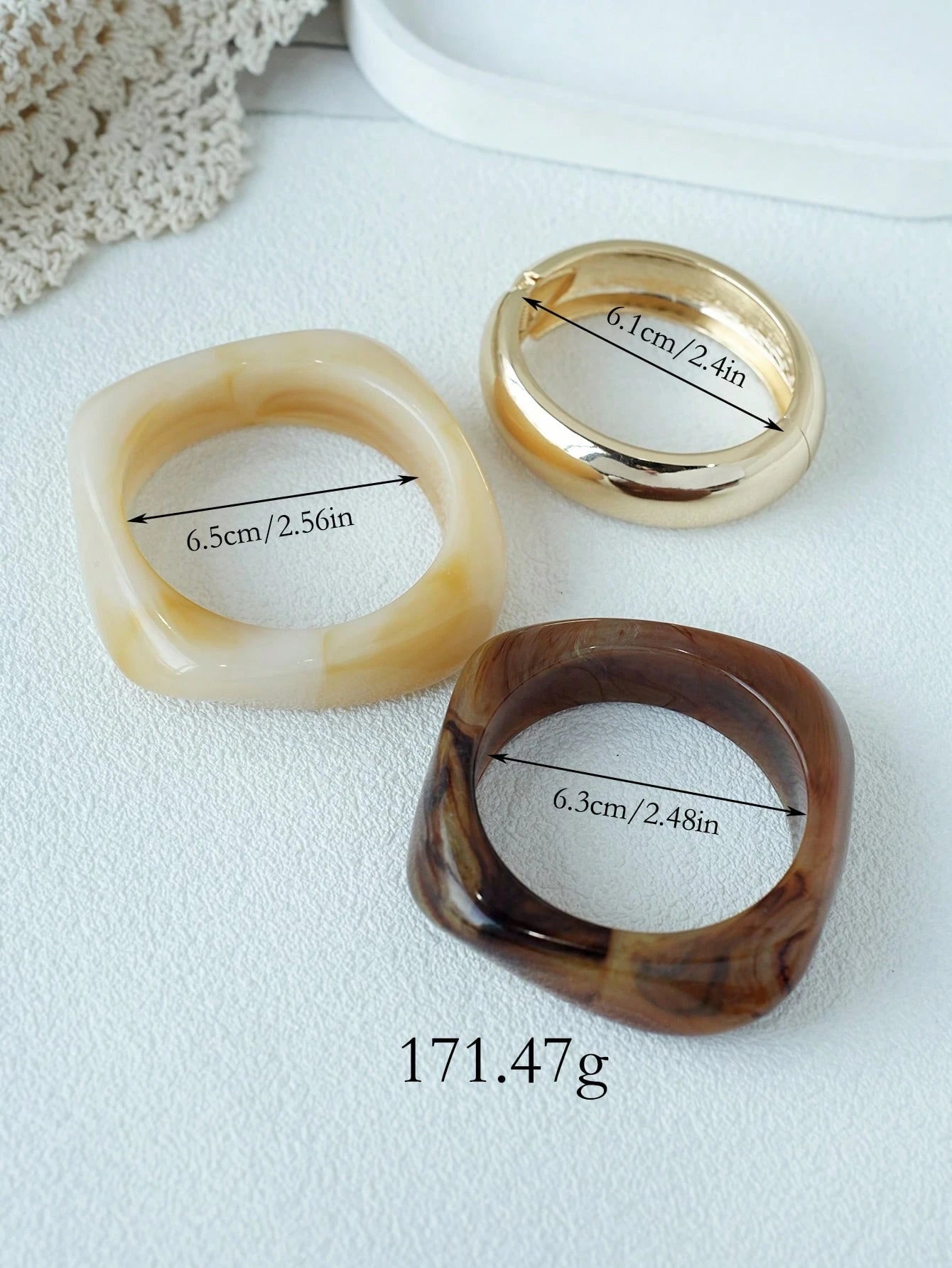 3 pièces Bracelet acrylique vintage 32