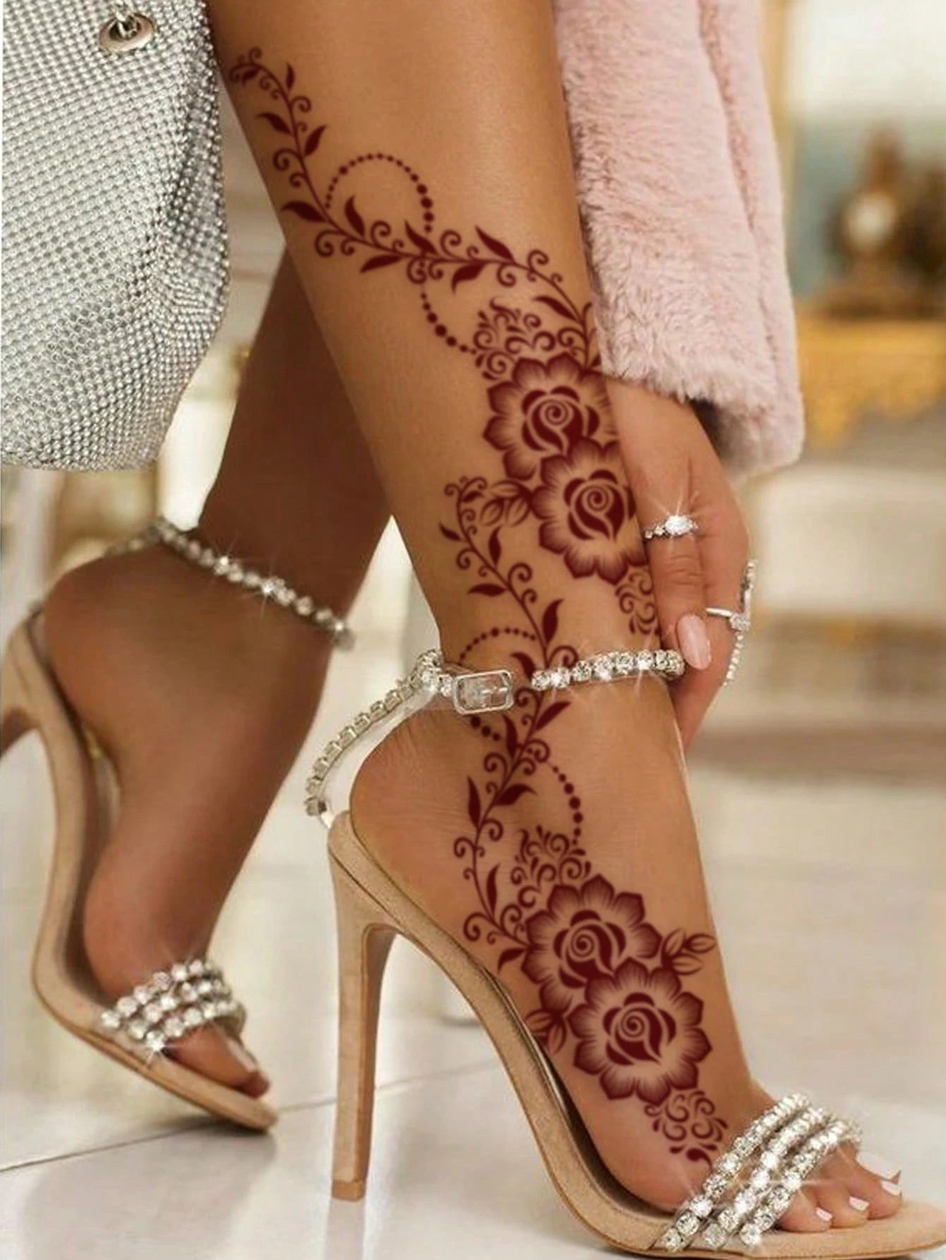 2 pièces de tatouages floraux 37