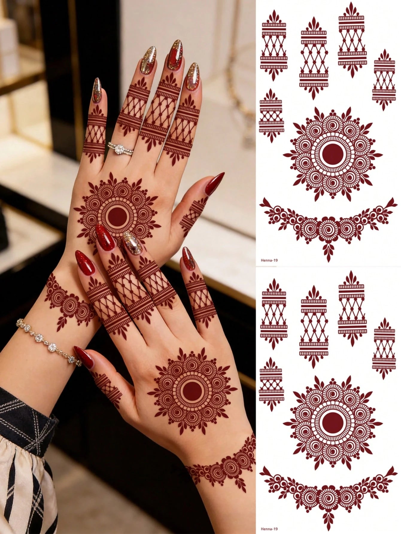 4 قطع من الوشوم الزهرية 37