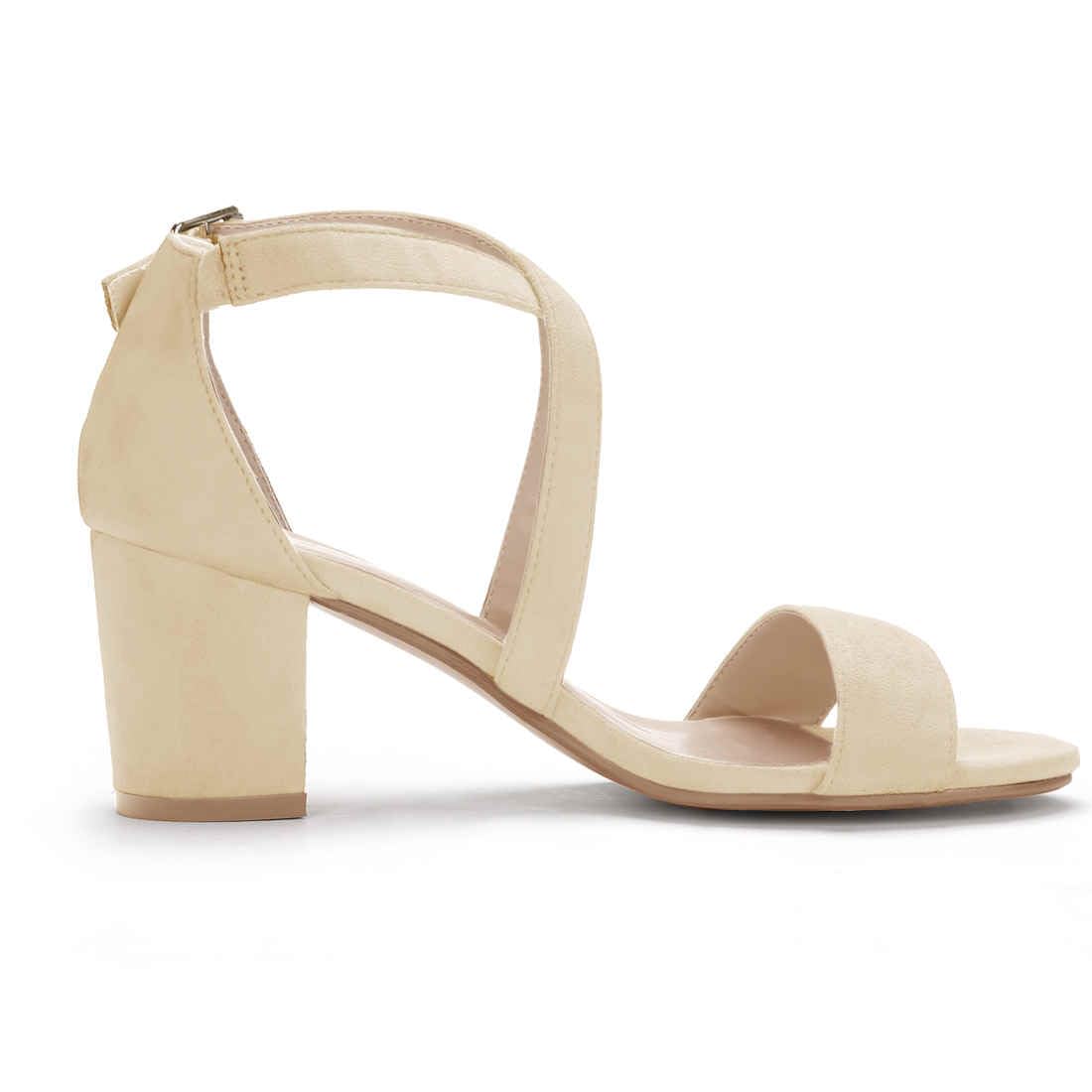 Sandales à Talon Carré Beige C