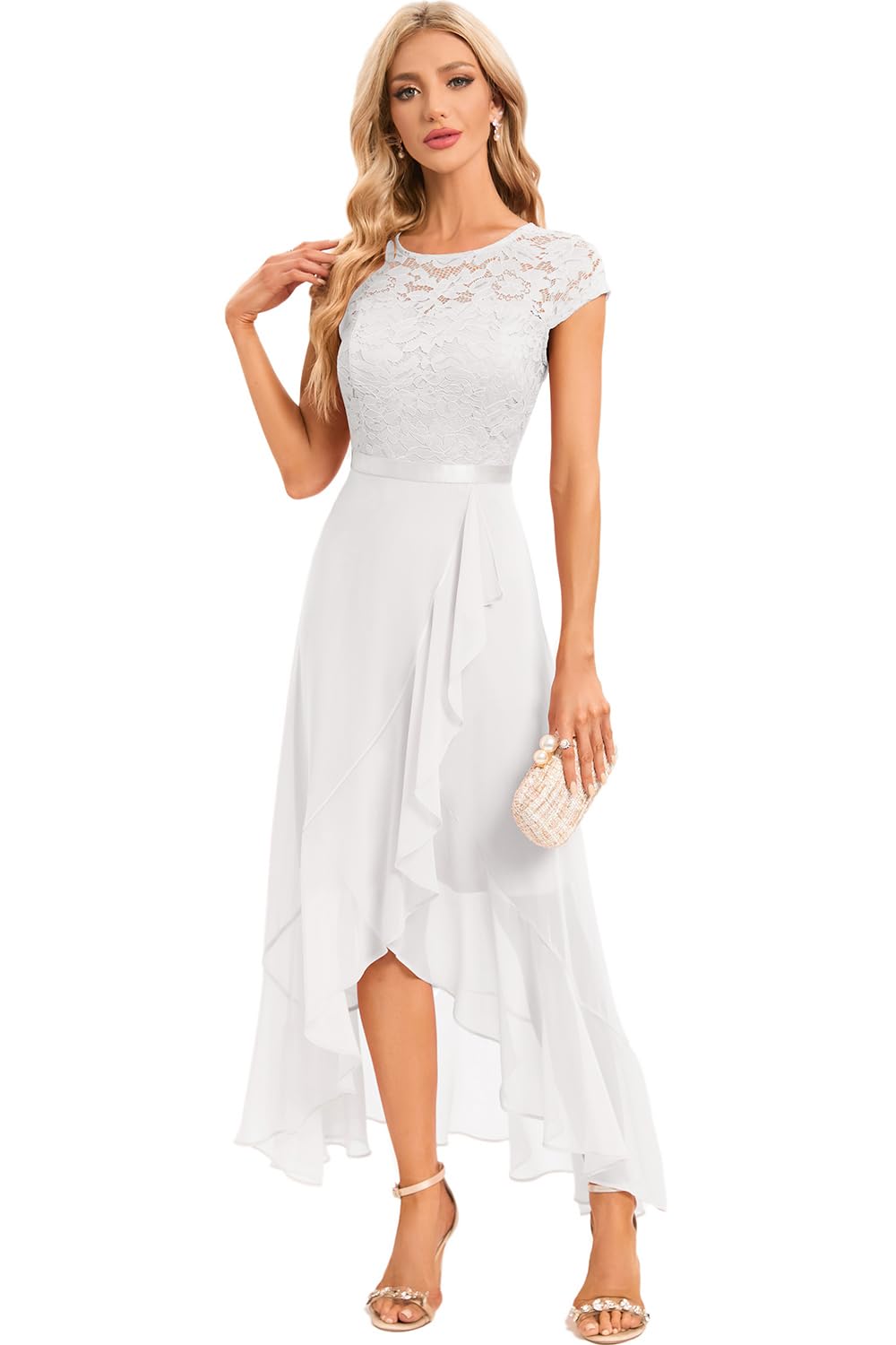 Robe Longue de Soirée Vert Beige-1 H