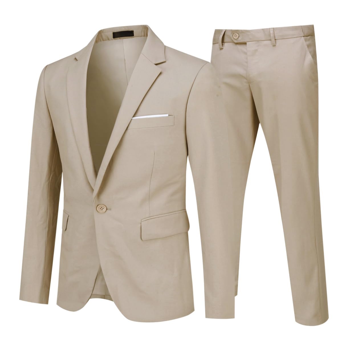 Costume Homme Slim Fit Deux Pièces Beige A