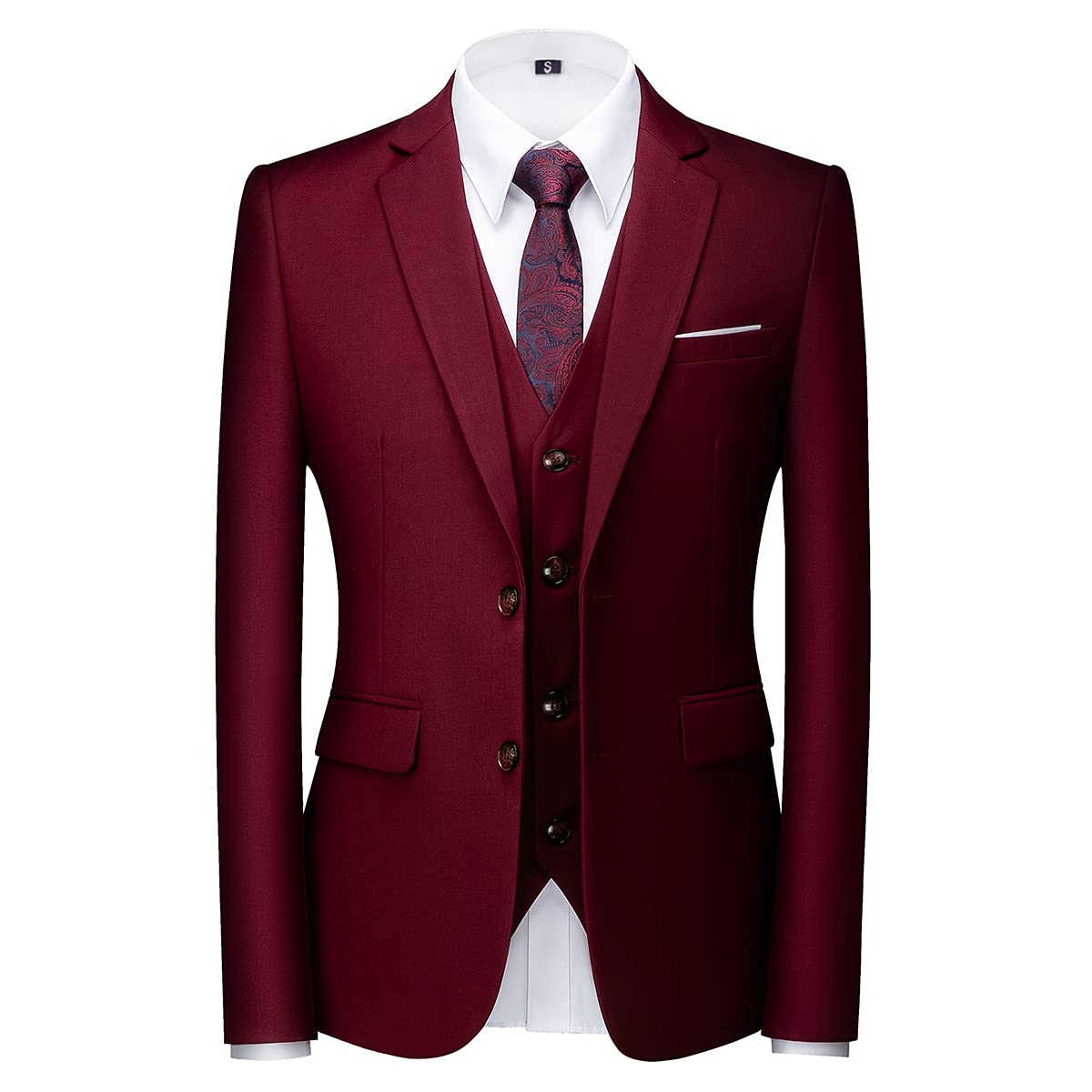 Costume Homme 3 Pièces Slim Fit Bijou Bourgogne B