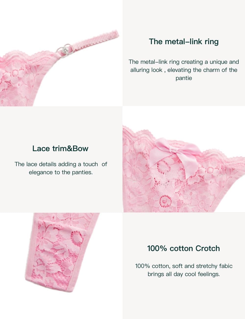 Culotte Cheeky Thong Sexy Rose H