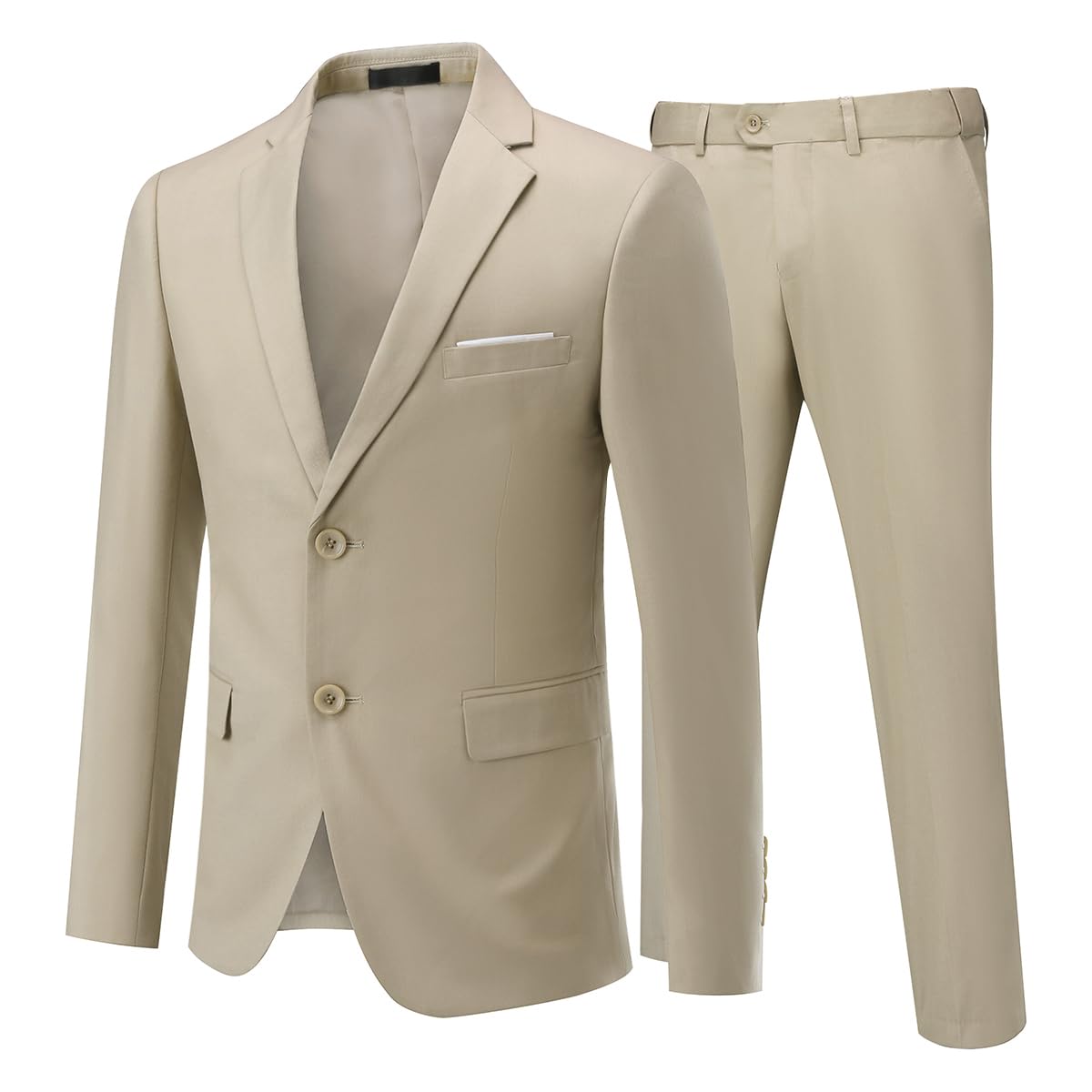 Costume Homme Slim Fit Deux Pièces Deux Boutons Beige A