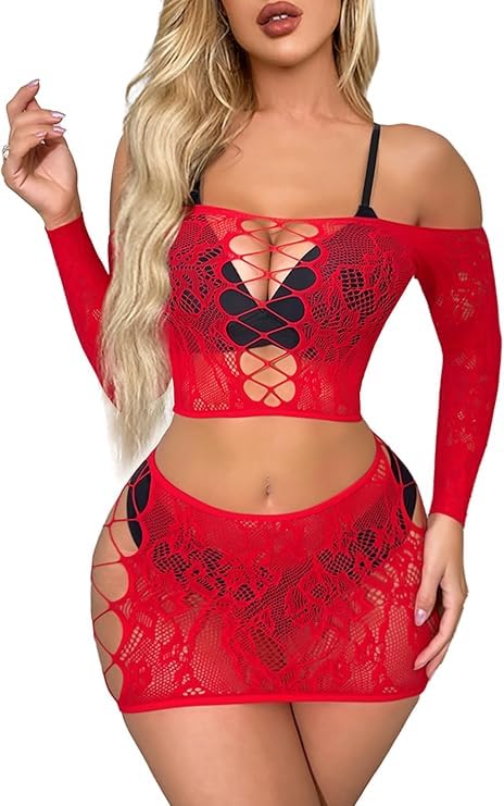 Ensemble de Lingerie Femme Rouge A