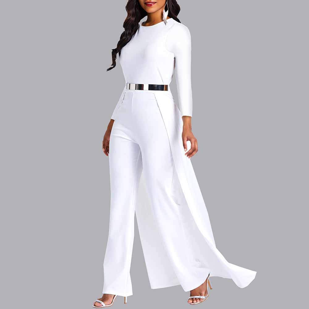 Combinaison Taille Haute Paillettes Manches longues Blanches E