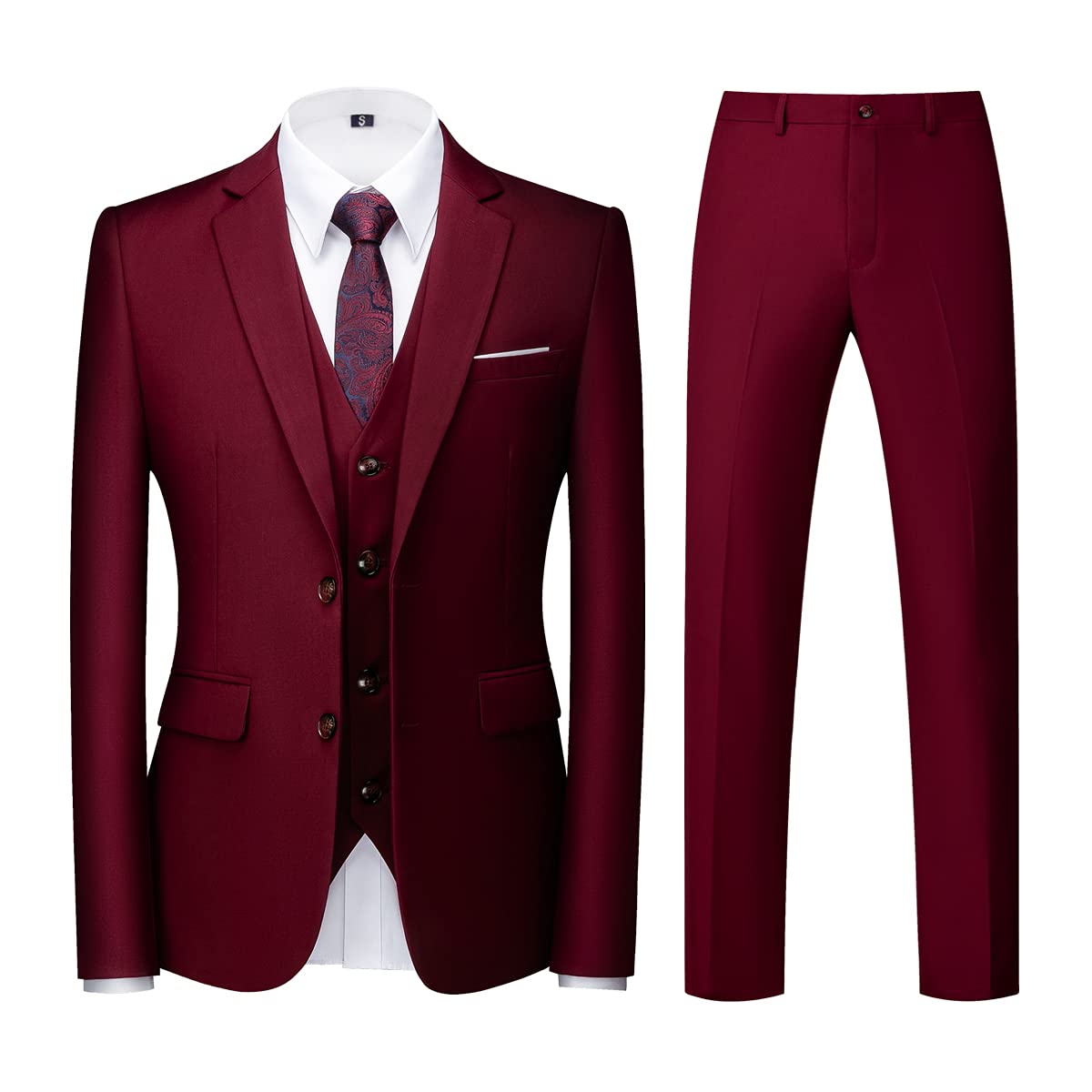 Costume Homme 3 Pièces Slim Fit Bijou Bourgogne B