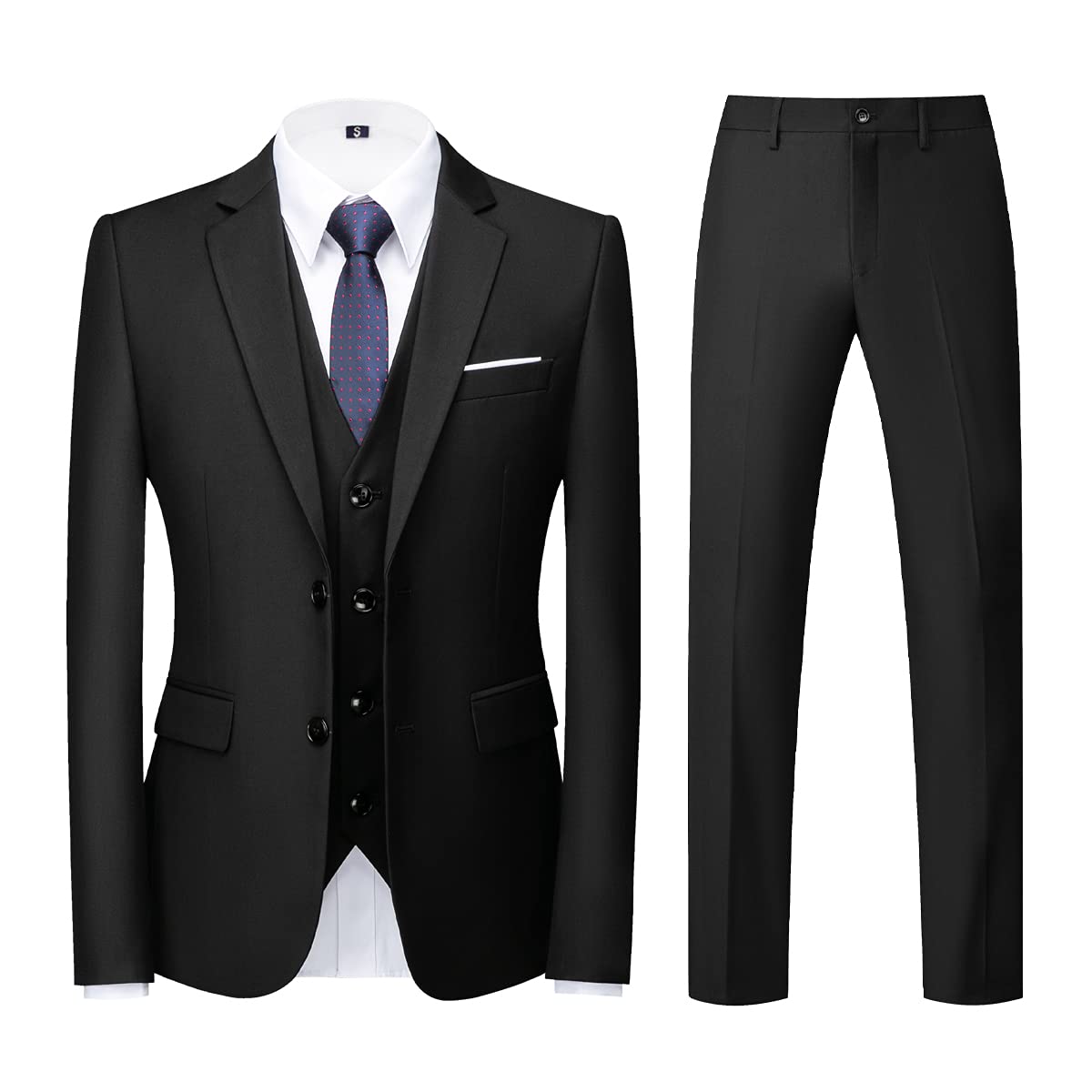 Costume Homme 3 Pièces Slim Fit Noir B
