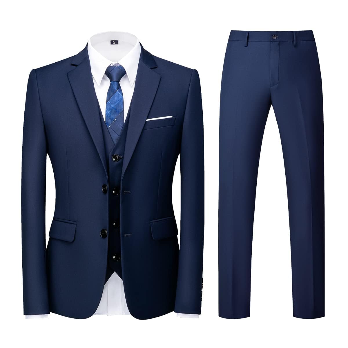 Costume Homme 3 Pièces Slim Fit Bleu Marine B