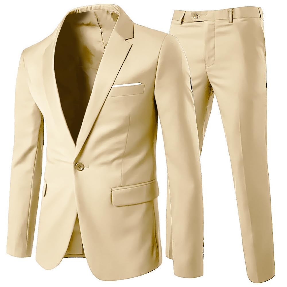 Costume Homme Slim Fit Deux Pièces Beige 1 A