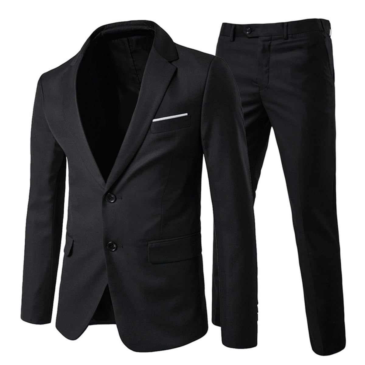 Costume Homme Slim Fit Deux Pièces Deux Boutons Noir A