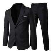 Costume Homme Slim Fit Deux Pièces Deux Boutons Noir A