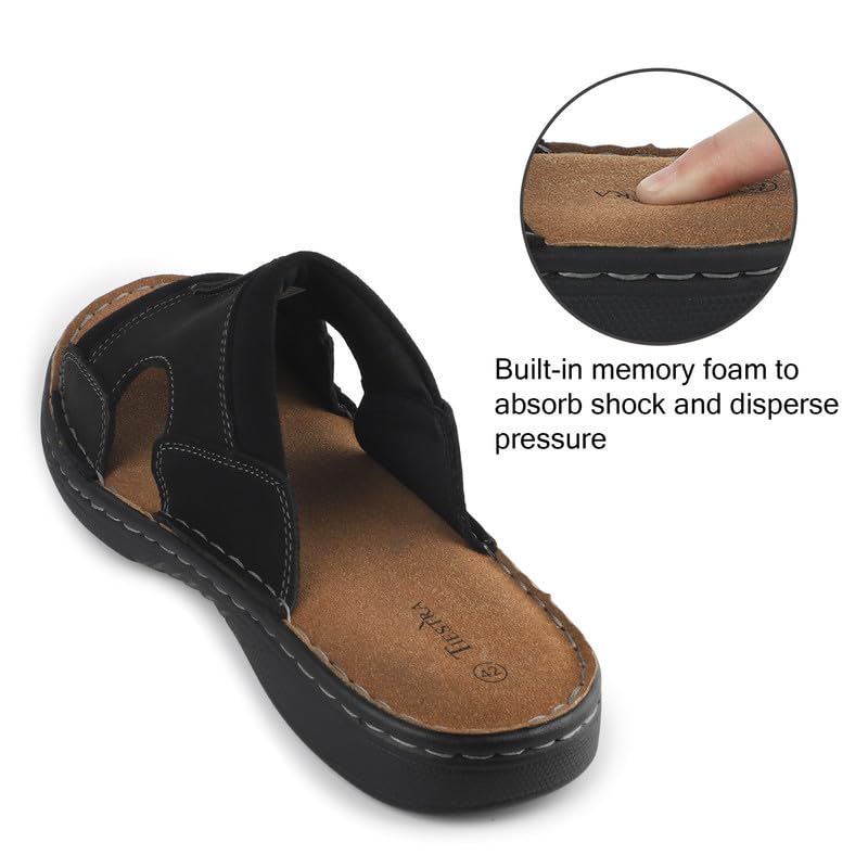 Sandales en Cuir Noir Brunâtre F