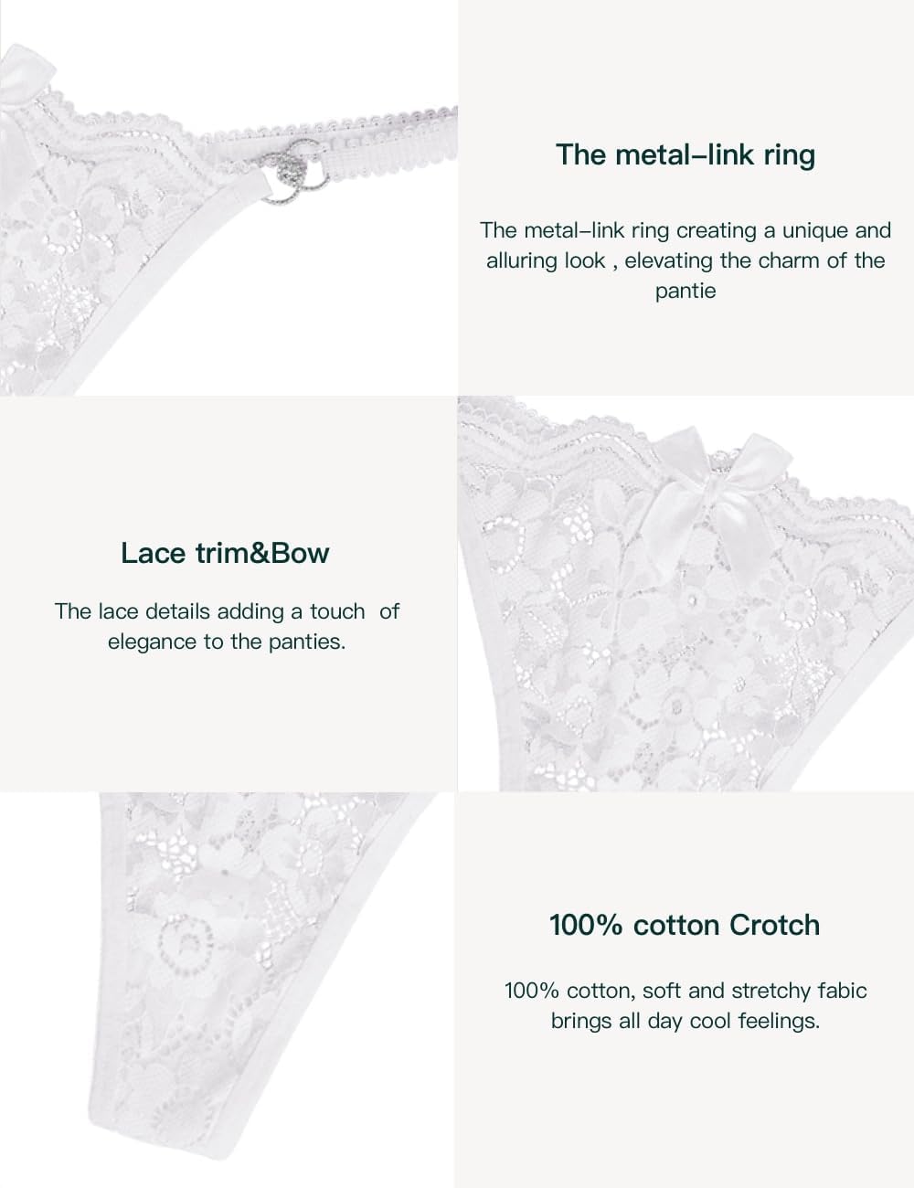 Culotte Cheeky Thong Sexy Lot de 2 Rouge Blanc H