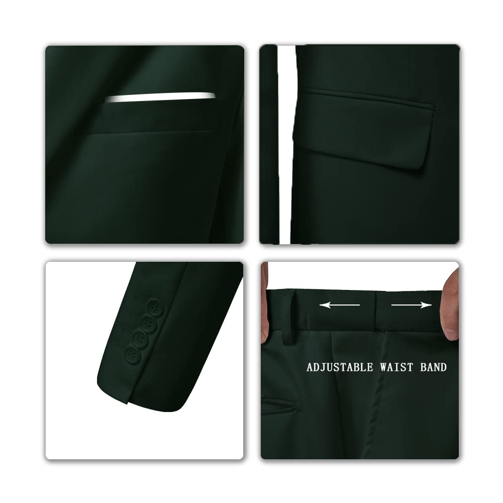 Costume Homme 3 Pièces Vert Foncé H