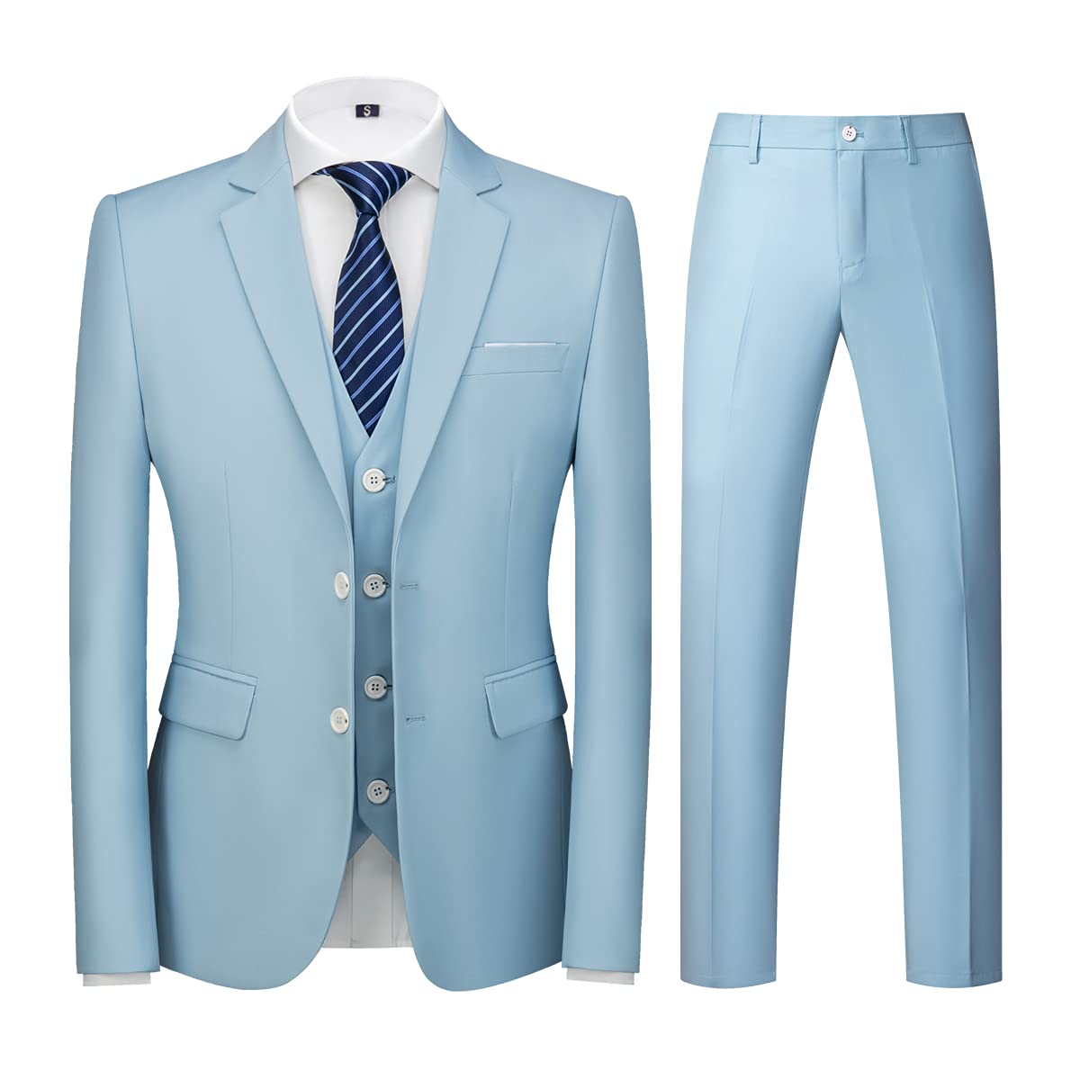 Costume Homme 3 Pièces Slim Fit Bijou Bleu Ciel B