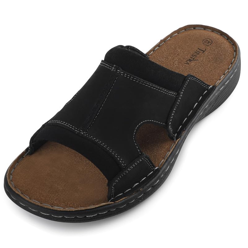 Sandales en Cuir Noir Brunâtre F