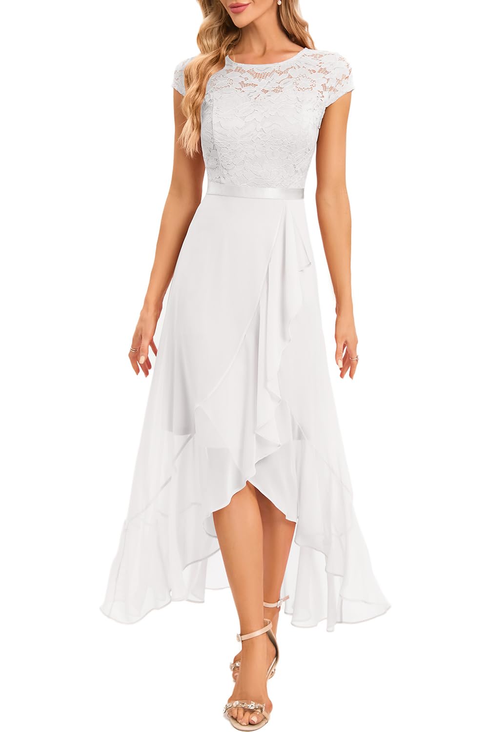 Robe Longue de Soirée Vert Beige-1 H