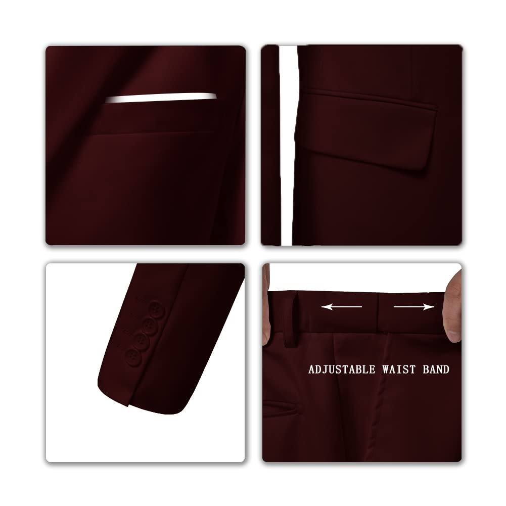 Costume Homme 3 Pièces Bordeaux H