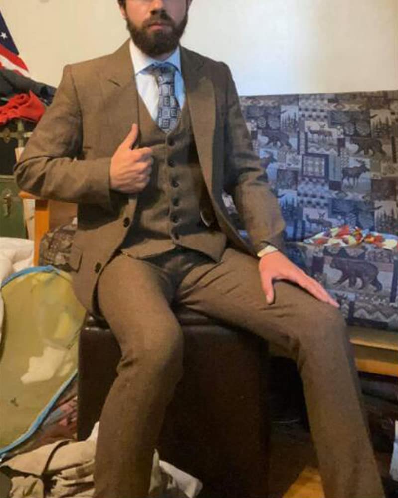 Costume Homme 3 Pièces Vert Militaire J