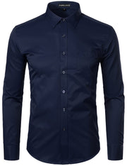 Chemise Homme Coupe Ajustée Micro Sergé Bleu Marine B