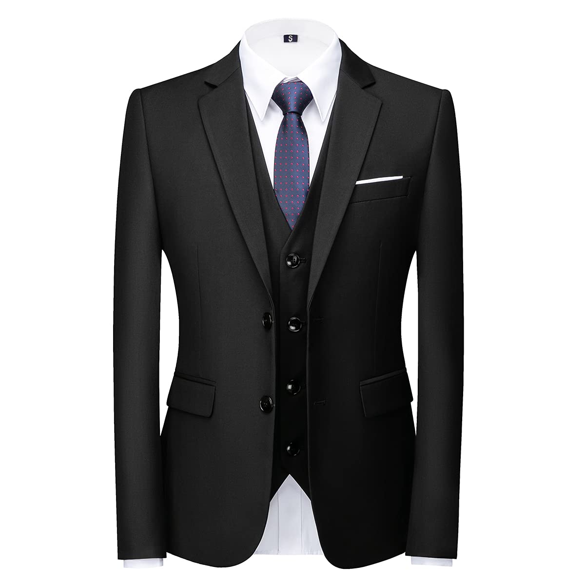 Costume Homme 3 Pièces Slim Fit Noir B