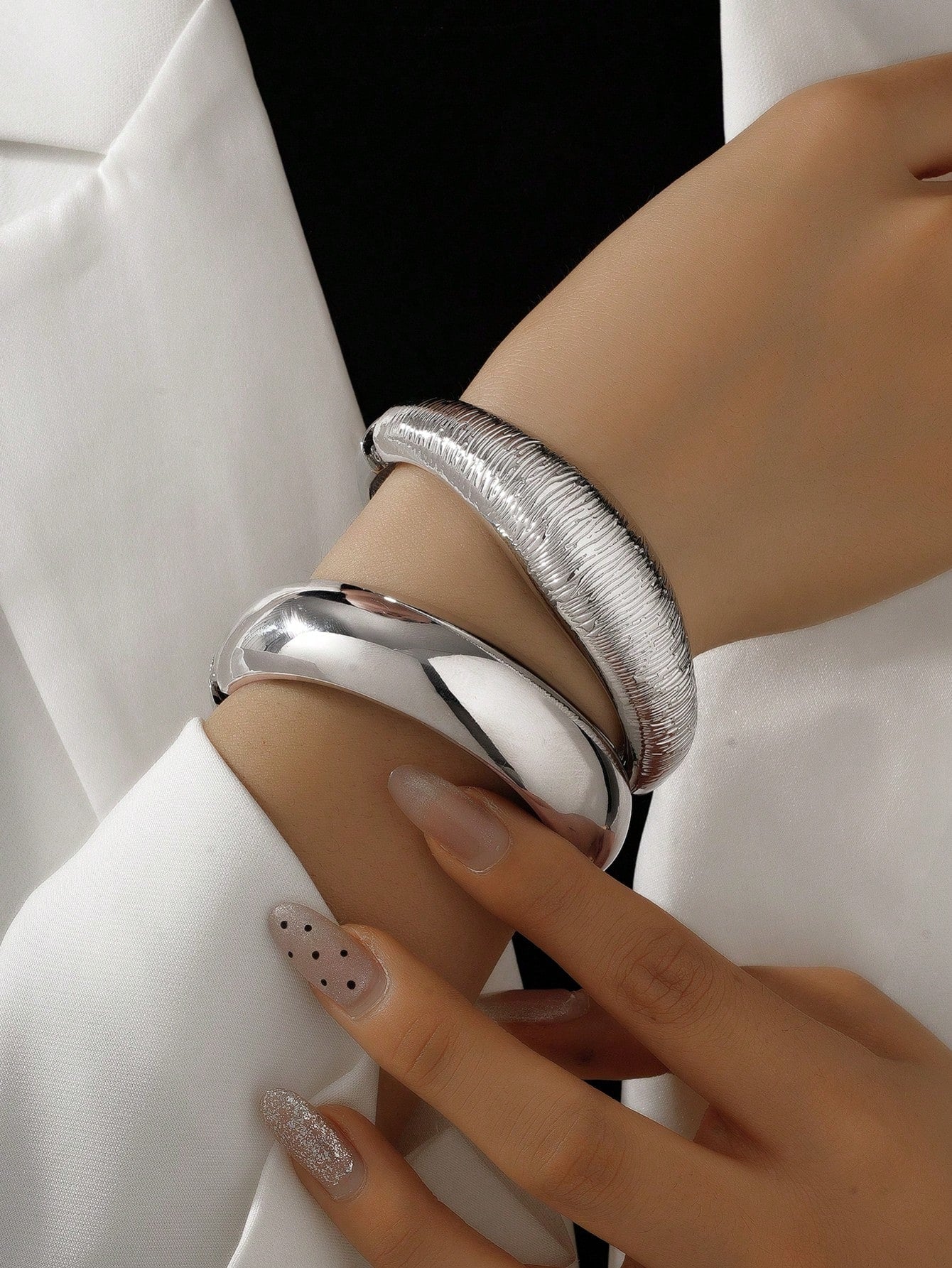 1 paire (2 pièces) Bracelets joncs en métal