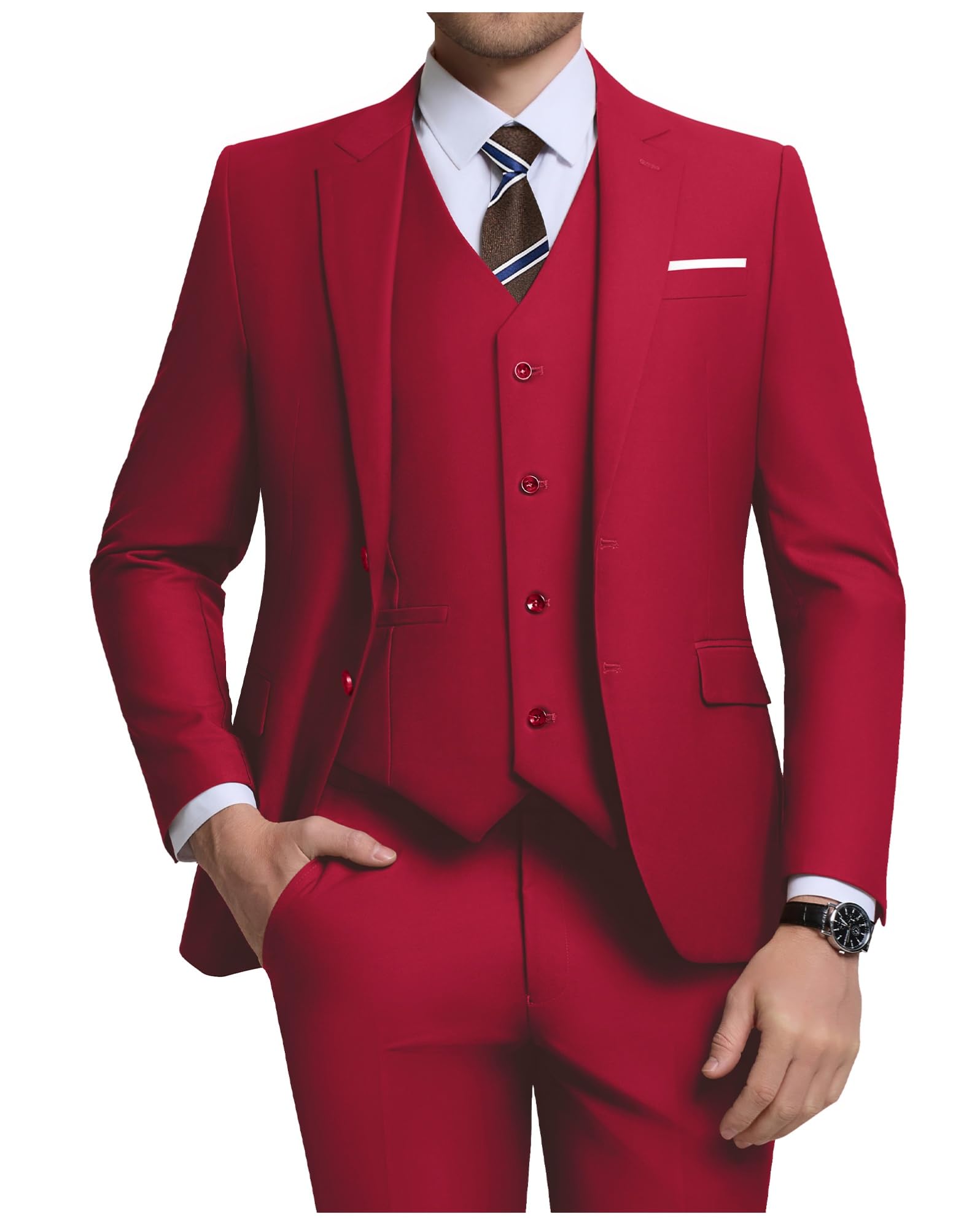 Costume Homme 3 Pièces Bordeaux Clair H