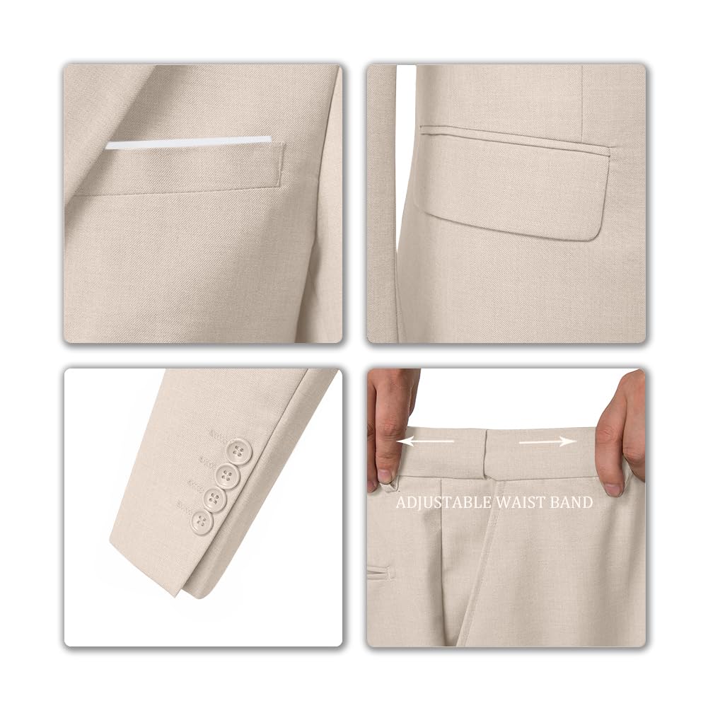 Costume Homme 3 Pièces Champagne Clair H