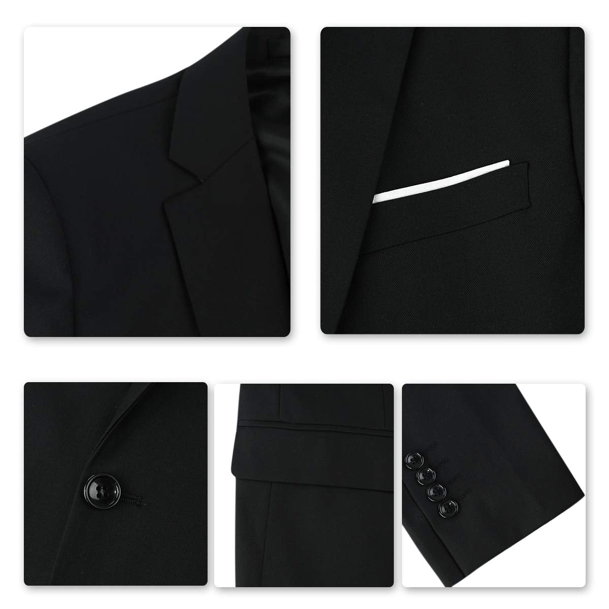 Costume Homme Slim Fit Deux Pièces Deux Boutons Noir A