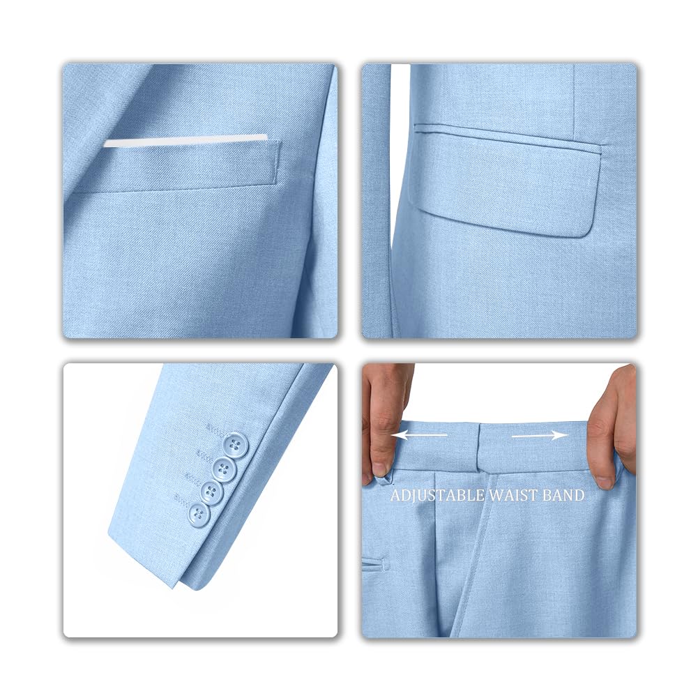 Costume Homme 3 Pièces Bleu Ciel H