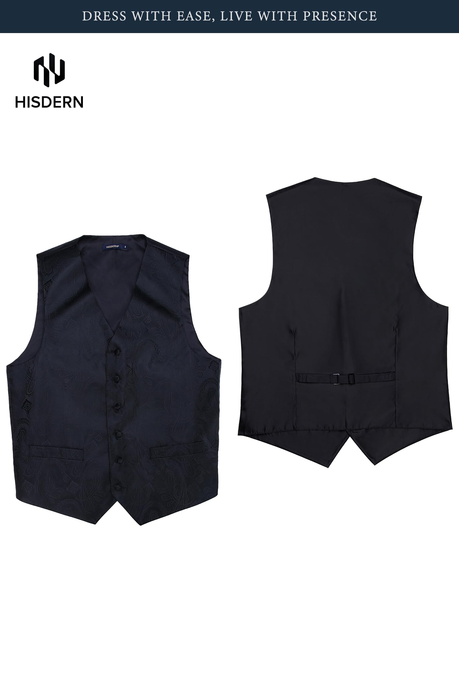 Gilet Homme plus Cravate & Pochette Noir-3 F