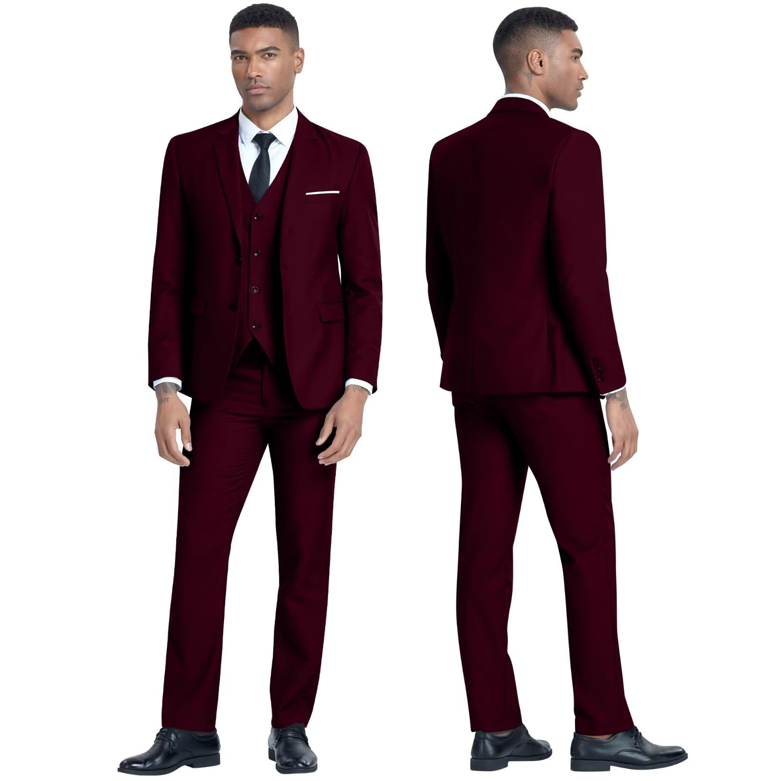Costume Homme 3 Pièces Bordeaux H