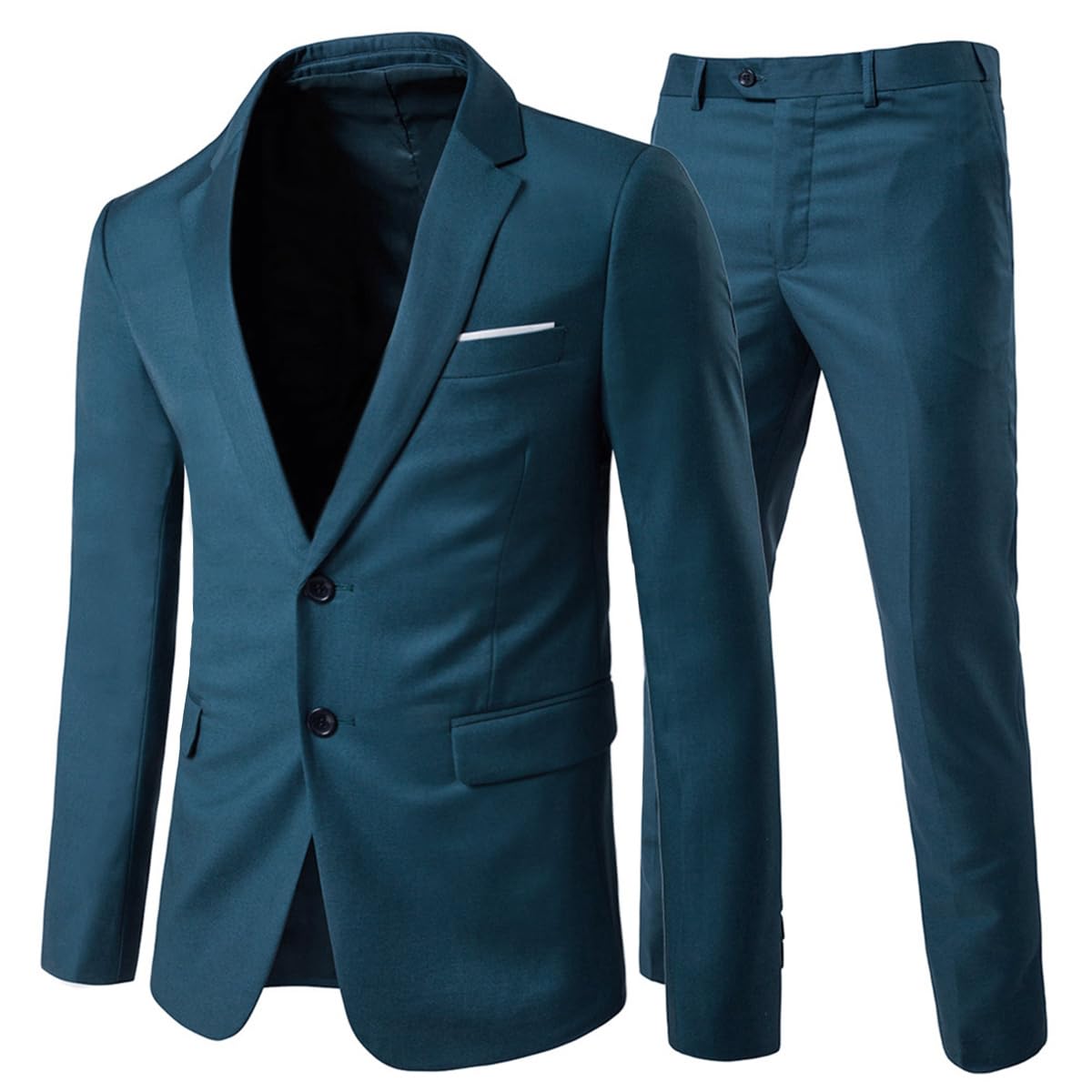 Costume Homme Slim Fit Deux Pièces Deux Boutons Bleu A