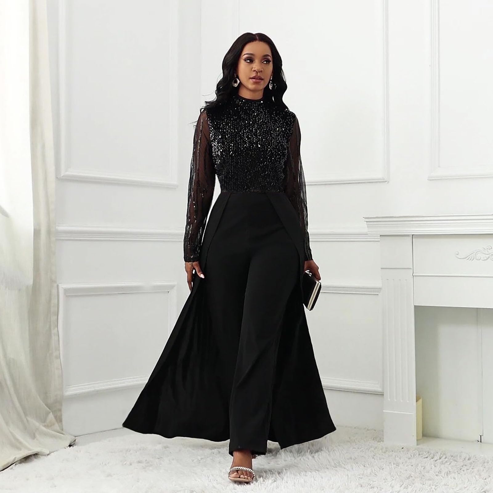 Combinaison Taille Haute Paillettes noires E