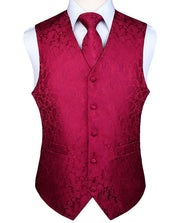 Gilet Homme plus Cravate & Pochette Vin Rouge F