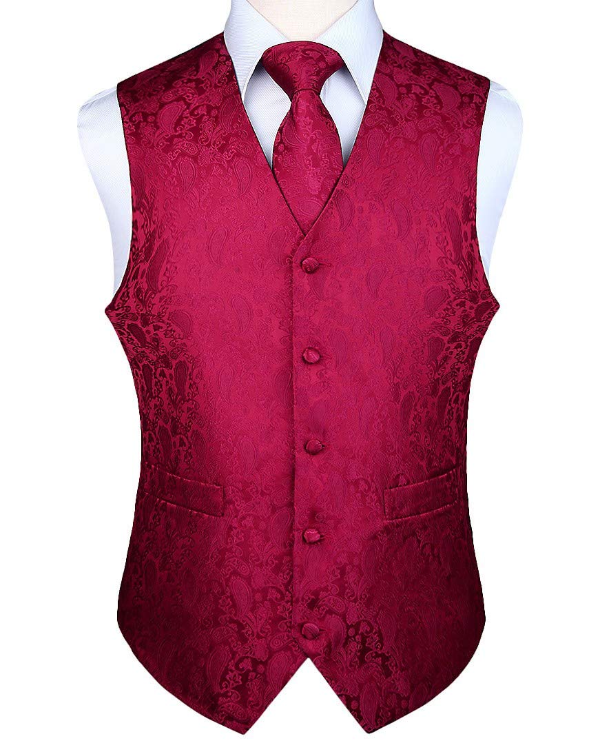 Gilet Homme plus Cravate & Pochette Vin Rouge F