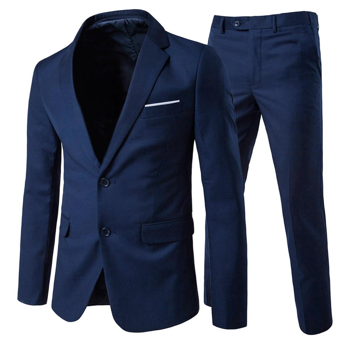 Costume Homme Slim Fit Deux Pièces Deux Boutons Bleu Marine A