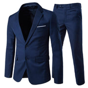 Costume Homme Slim Fit Deux Pièces Deux Boutons Bleu Marine A