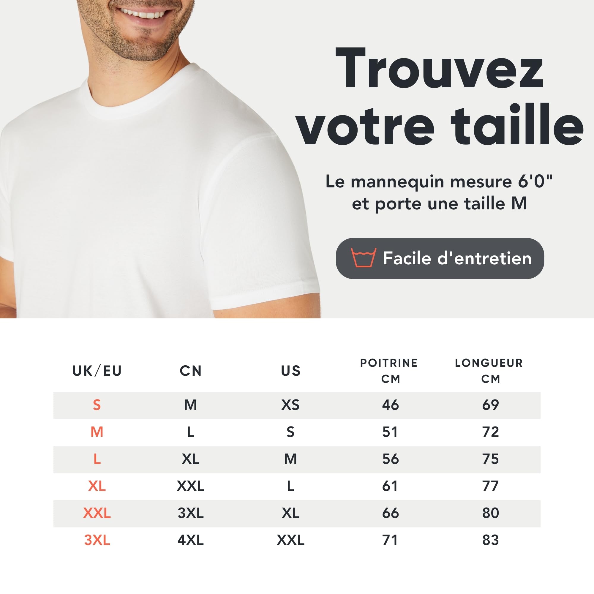 Lot de T-Shirts Homme FM London 3 unités Blanc G