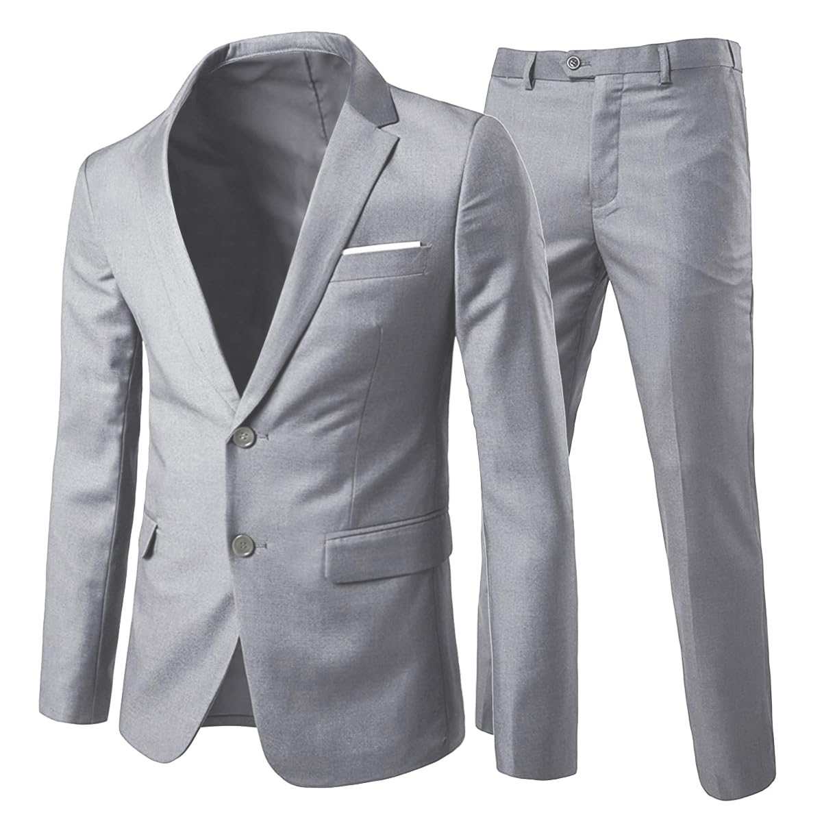 Costume Homme Slim Fit Deux Pièces Deux Boutons Gris Clair A