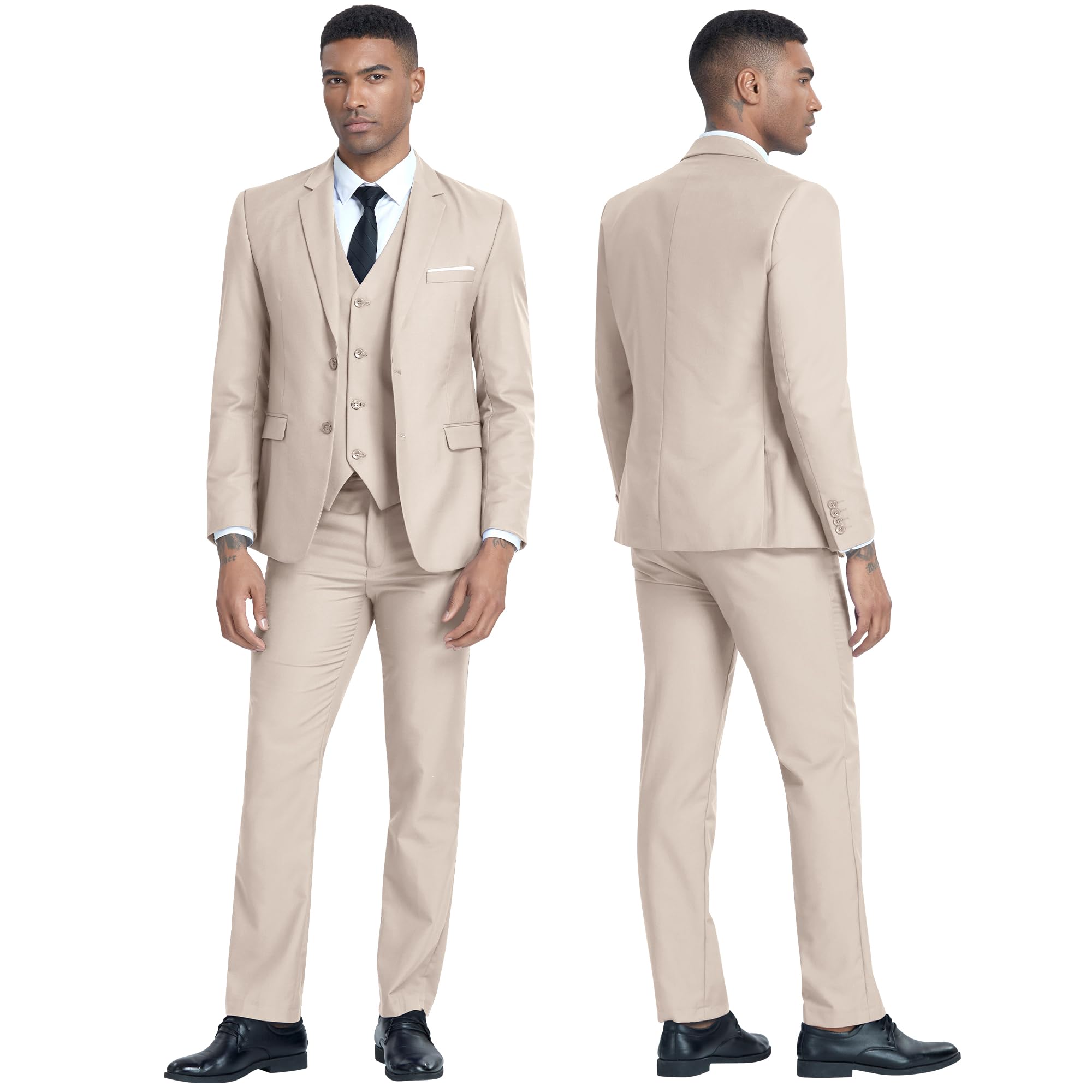 Costume Homme 3 Pièces Champagne Clair H