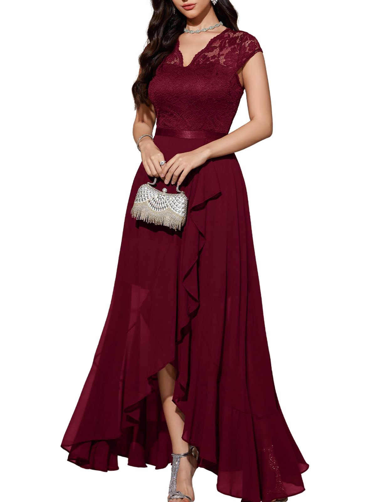 Robe Longue de Soirée Rouge Foncé H