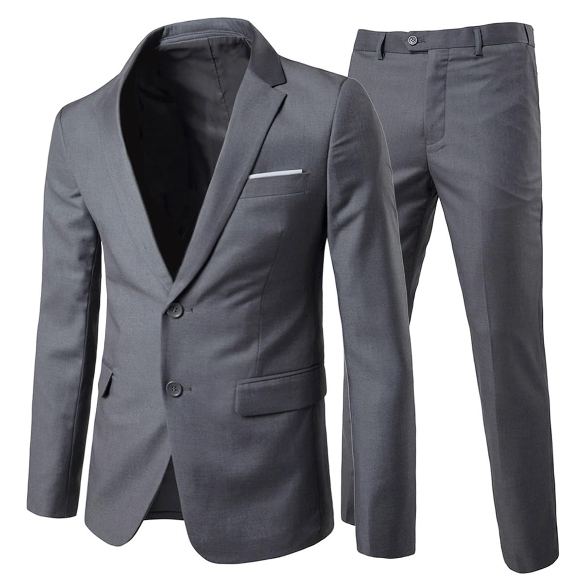 Costume Homme Slim Fit Deux Pièces Deux Boutons Gris Foncé A