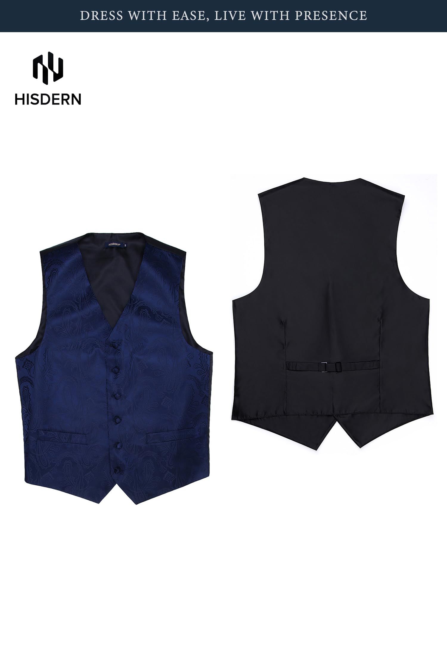 Gilet Homme plus Cravate & Pochette Bleu marin F