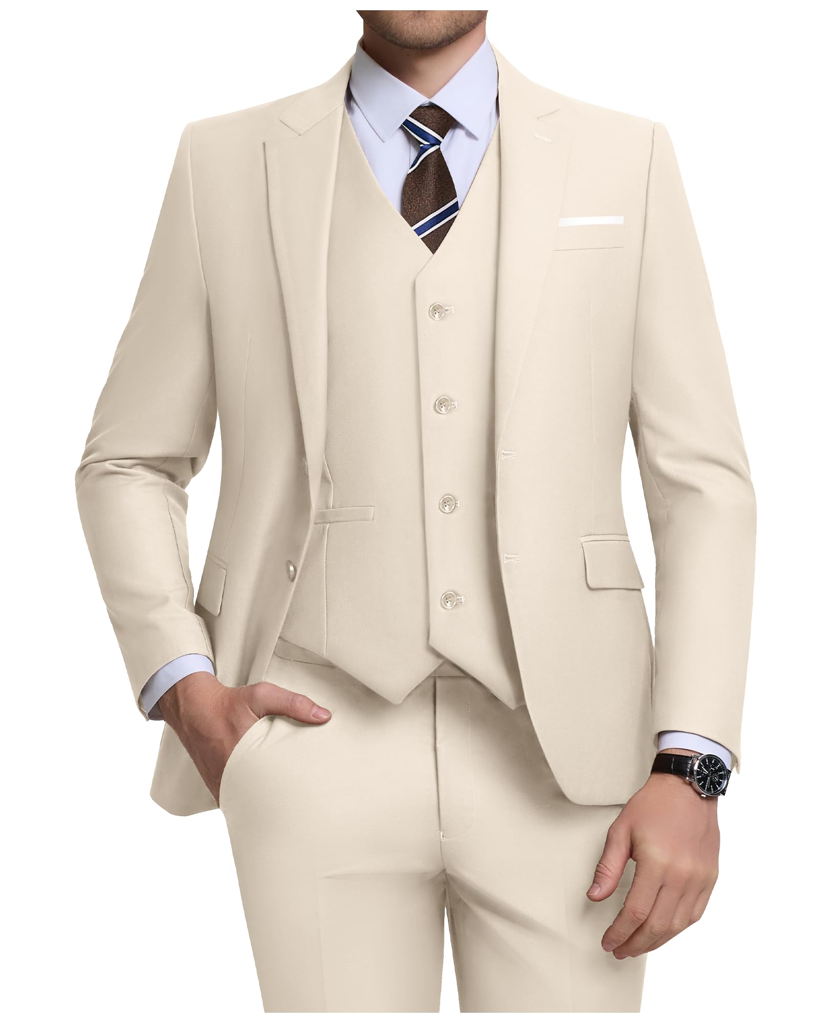 Costume Homme 3 Pièces Beige & Gris H