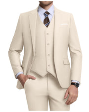 Costume Homme 3 Pièces Beige & Gris H