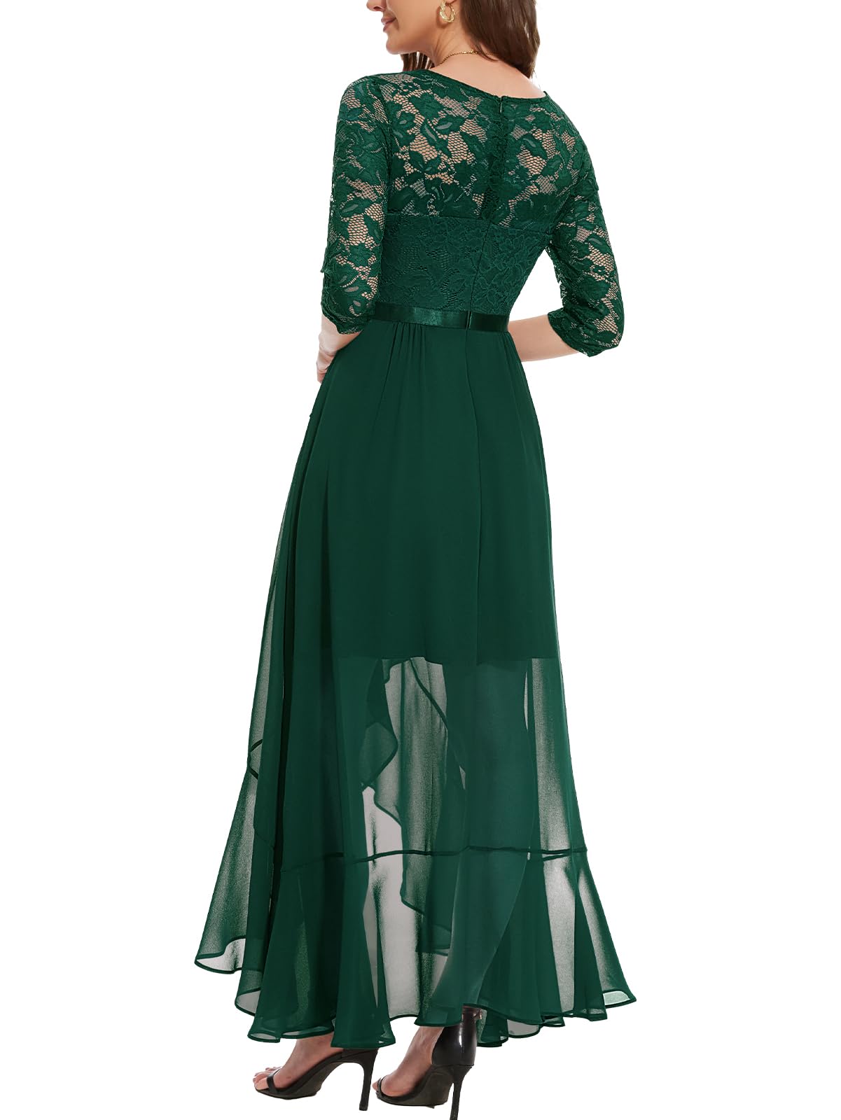 Robe Longue de Soirée Vert Foncé-3 H